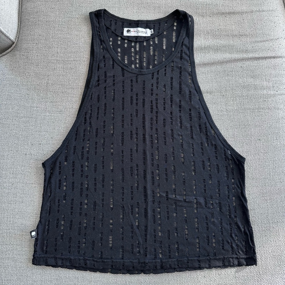 Black Mesh Crop Tank Top
